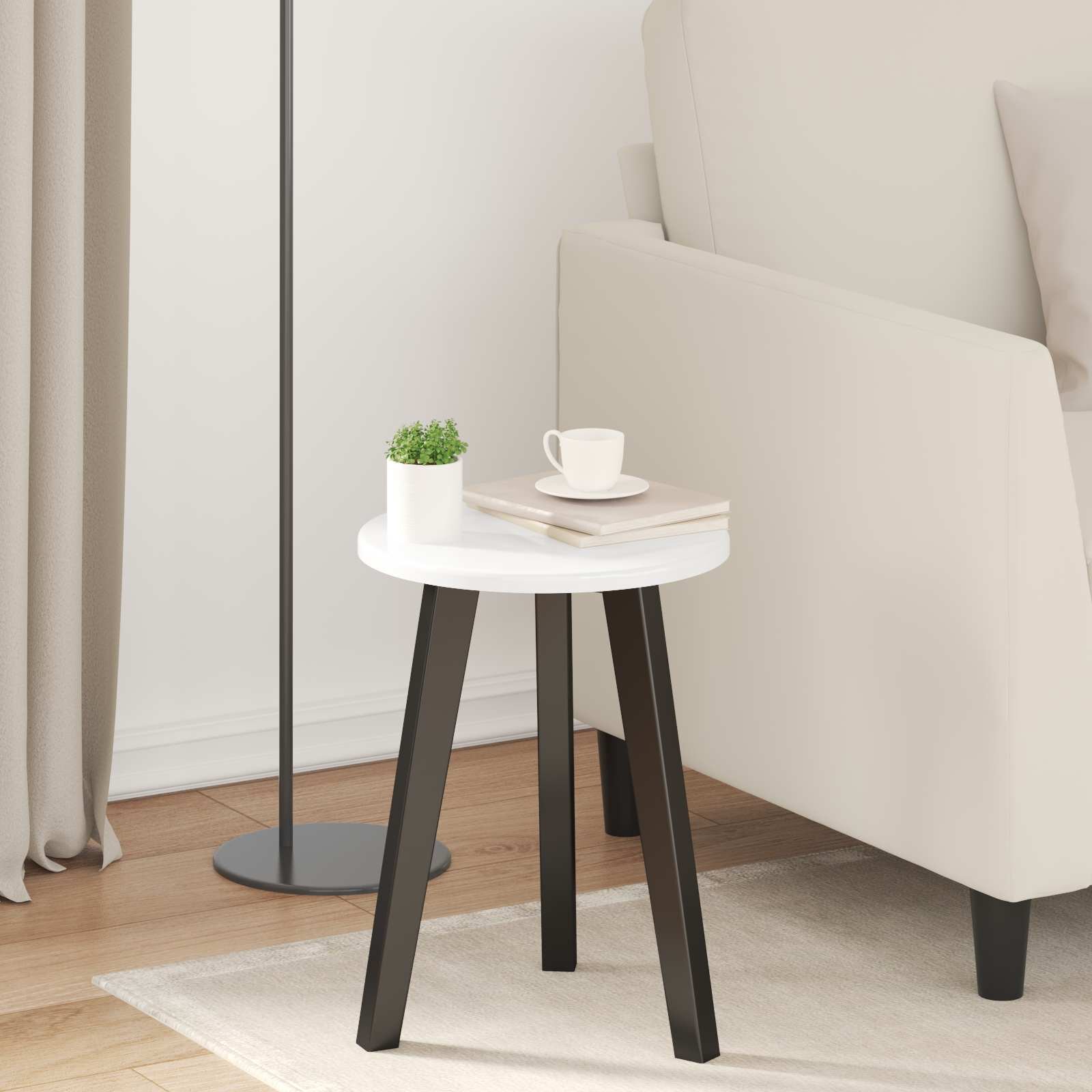 vidaXL Топ за маса Ø 30 x 15 cm Кръгла Инженерна дървесина Бял гланц