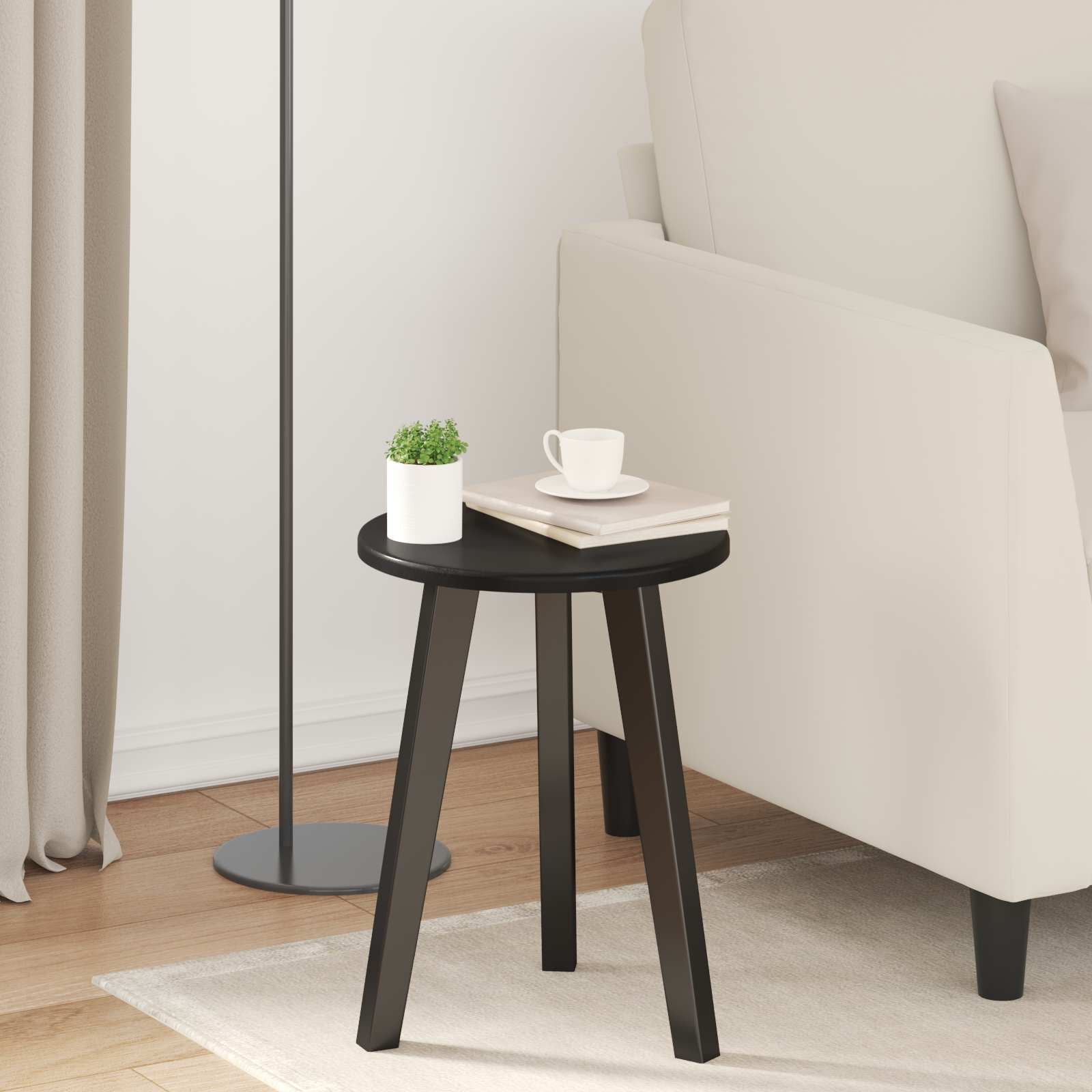vidaXL Топ за маса Ø 30 x 15 cm Кръгла Инженерна дървесина Черно