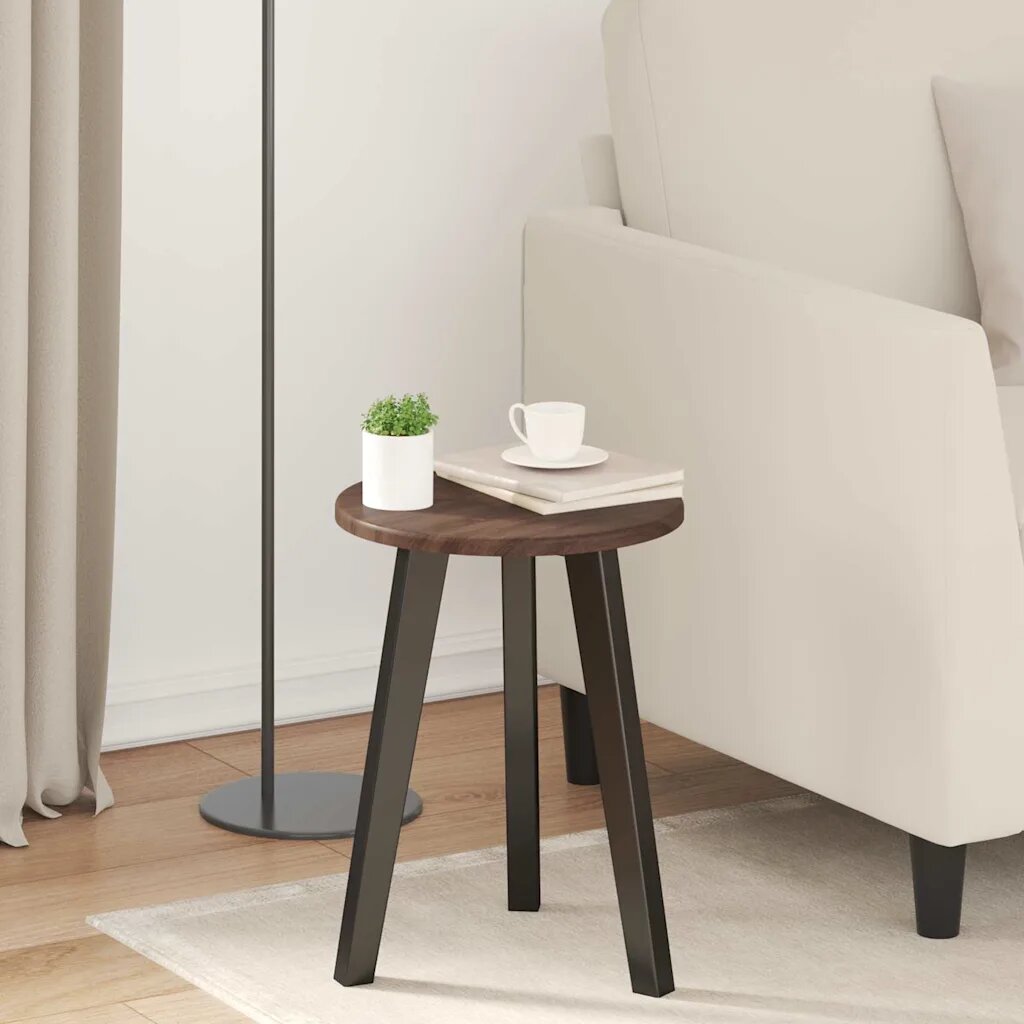 vidaXL Топ за маса Ø 30 x 15 cm Кръгла Инженерна дървесина Кафяв дъб