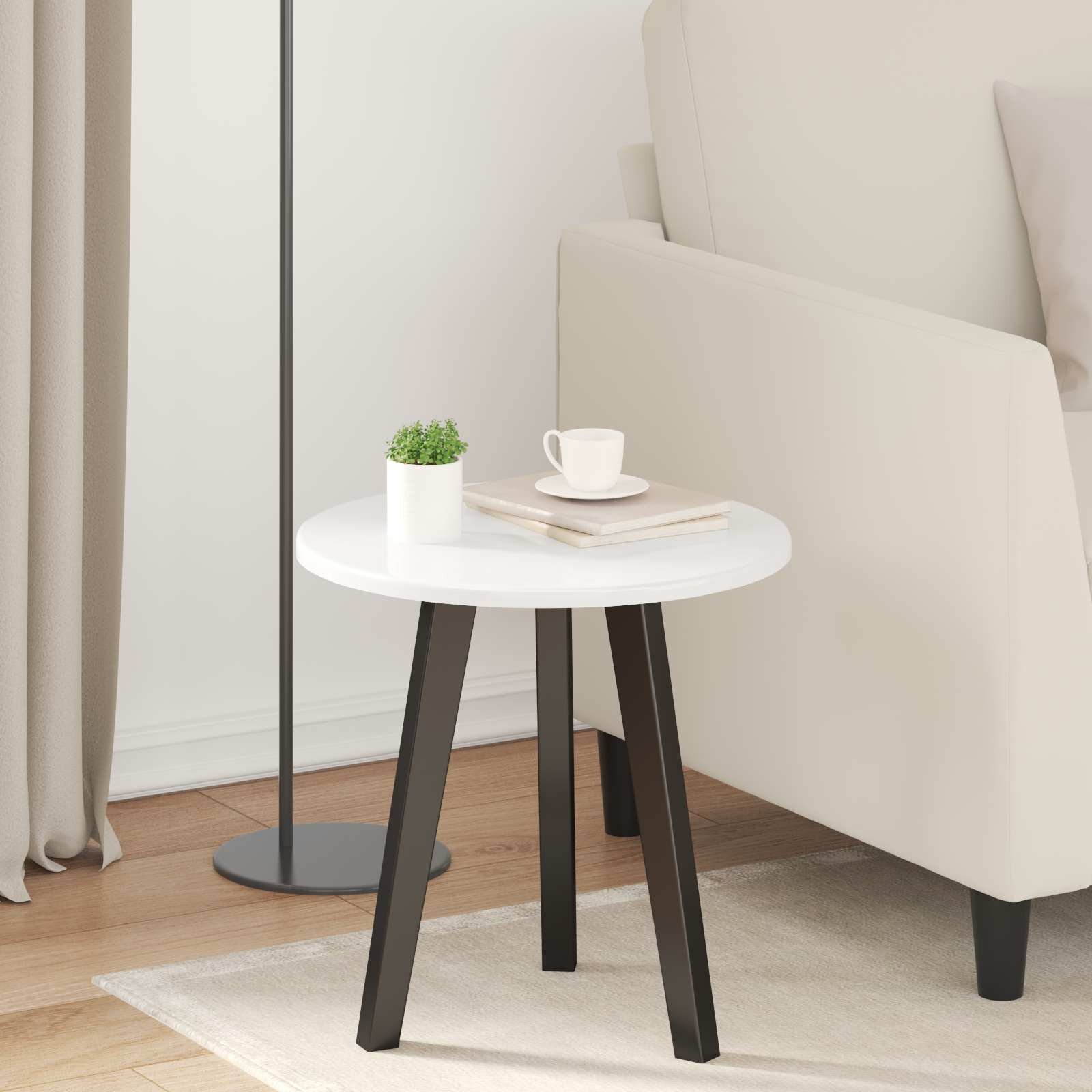 vidaXL Топ за маса Ø 40 x 15 cm Кръгла Инженерна дървесина Бял гланц