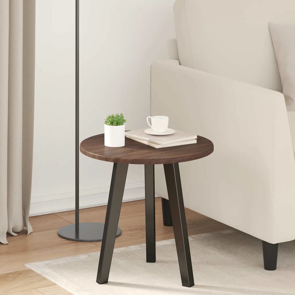 vidaXL Топ за маса Ø 40 x 15 cm Кръгла Инженерна дървесина Кафяв дъб