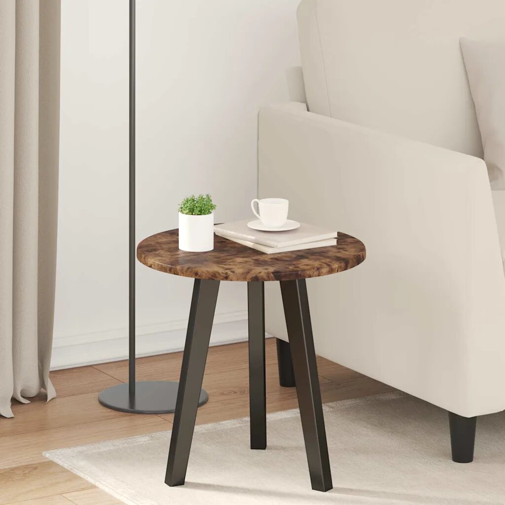 vidaXL Топ за маса Ø 40 x 15 cm Кръгла Инженерна дървесина Опушен дъб