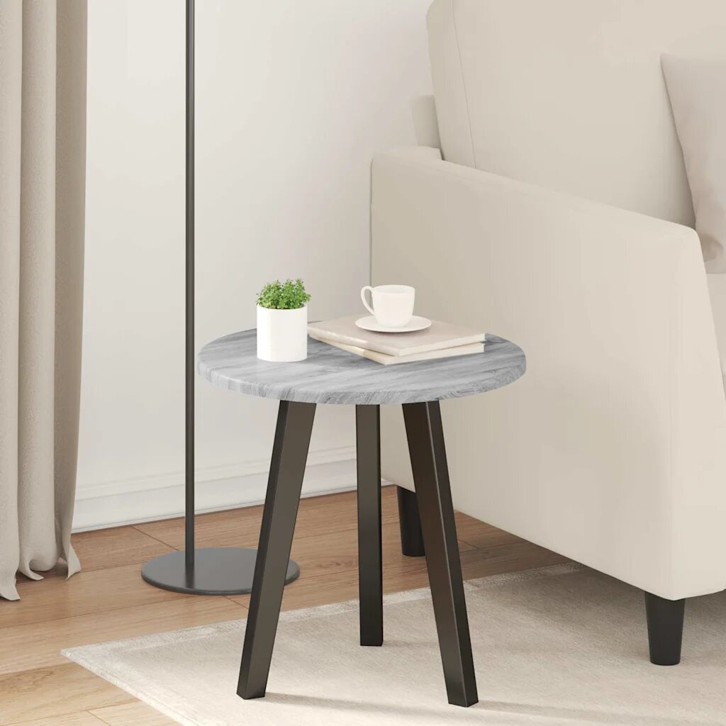 vidaXL Топ за маса Ø 40 x 15 cm Кръгла Инженерна дървесина Сив Сонома