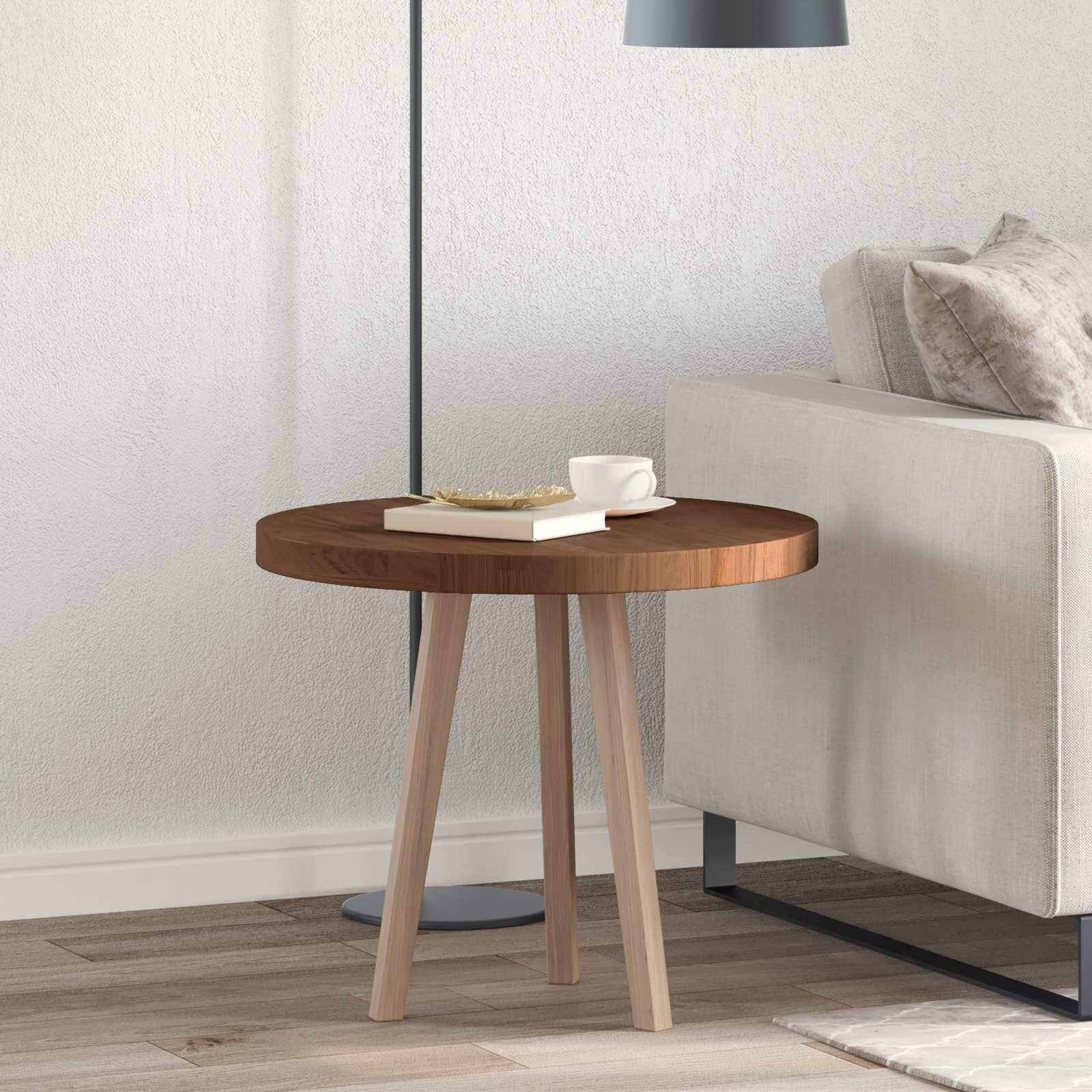vidaXL Топ за маса Ø 60 x 4 cm Кръгла Масивен дъб Тъмен кафяв