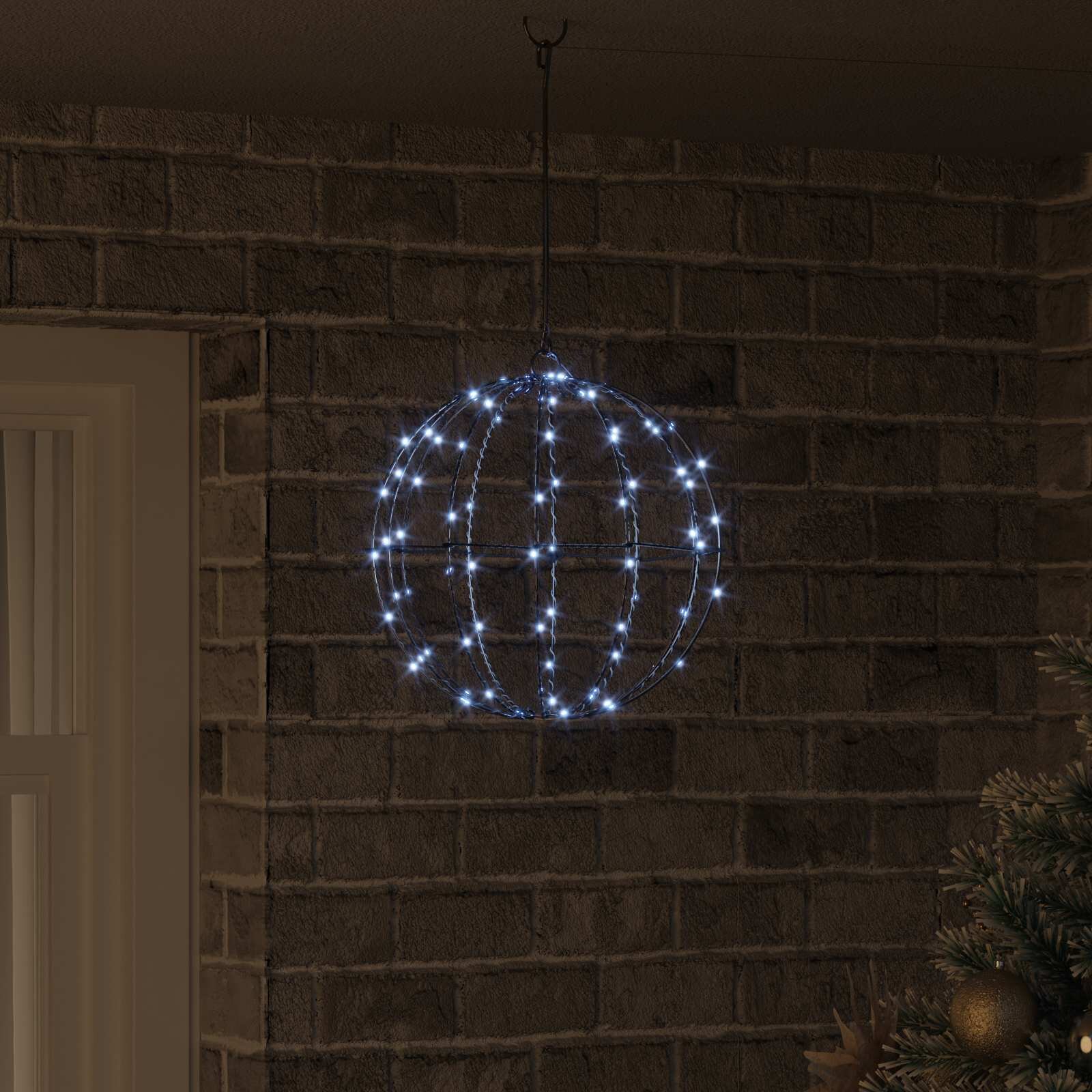 vidaXL Топка Студено бяло 30 x 30 x 32 см Метал 96 LED светодиода