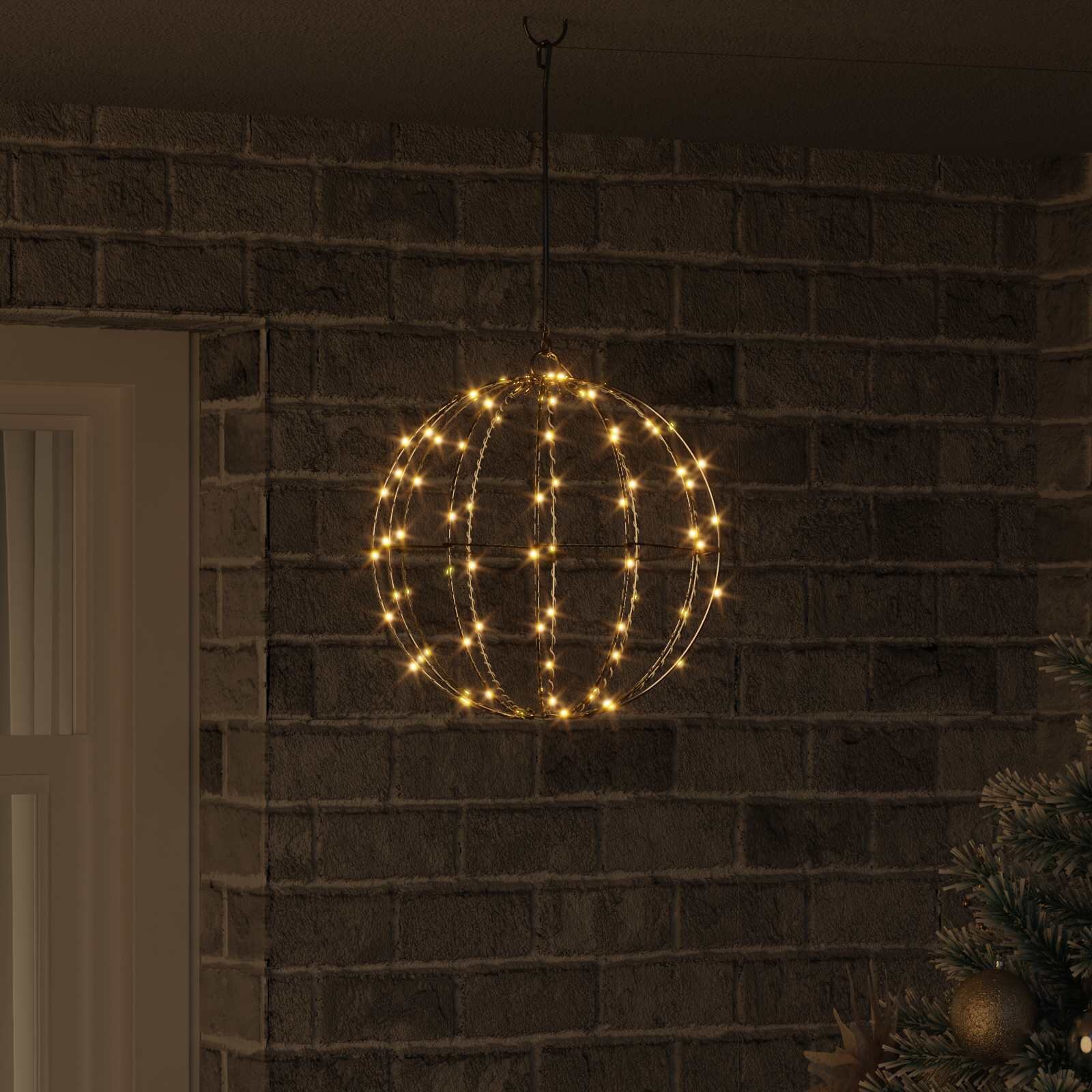 vidaXL Топка Топло бяло 30 x 30 x 32 см Метал 96 LED светодиода