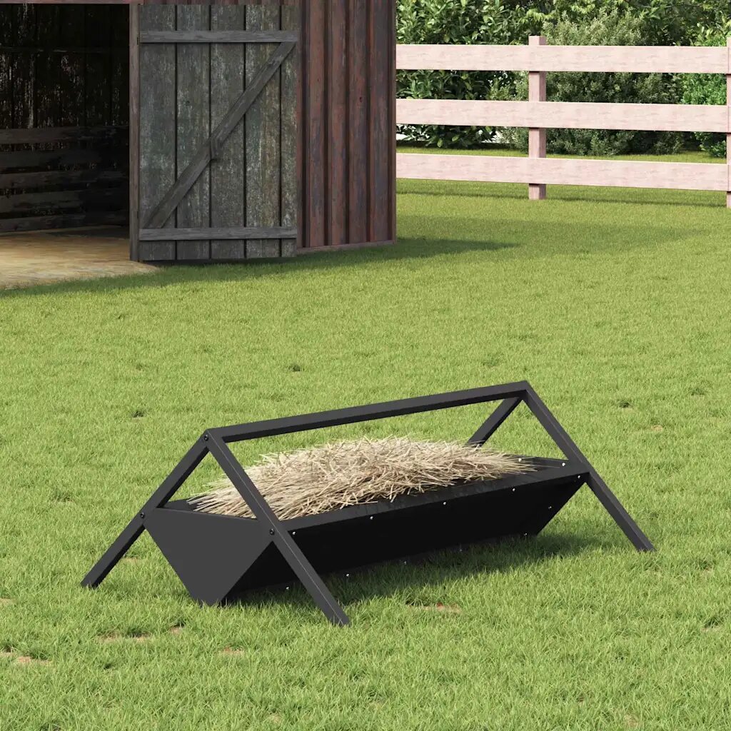 vidaXL Тръба за хранене на добитък Черно 111 x 76 x 38 см 10 kg