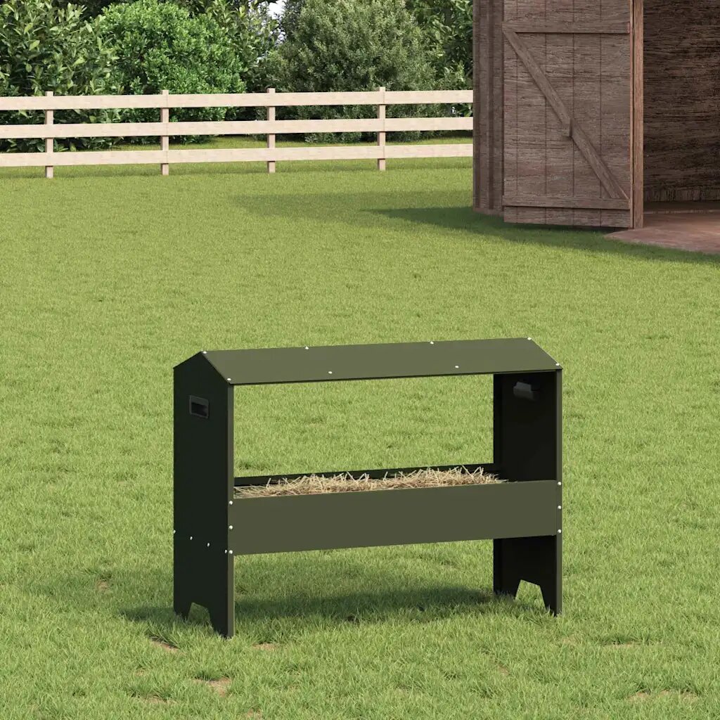 vidaXL Тръба за хранене на добитък Маслиненозелено 79 x 35 x 62 см
