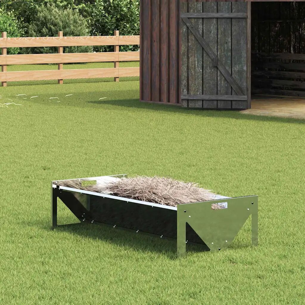 vidaXL Тръба за хранене на добитък Сребристо 108 x 50 x 28 см 10 kg