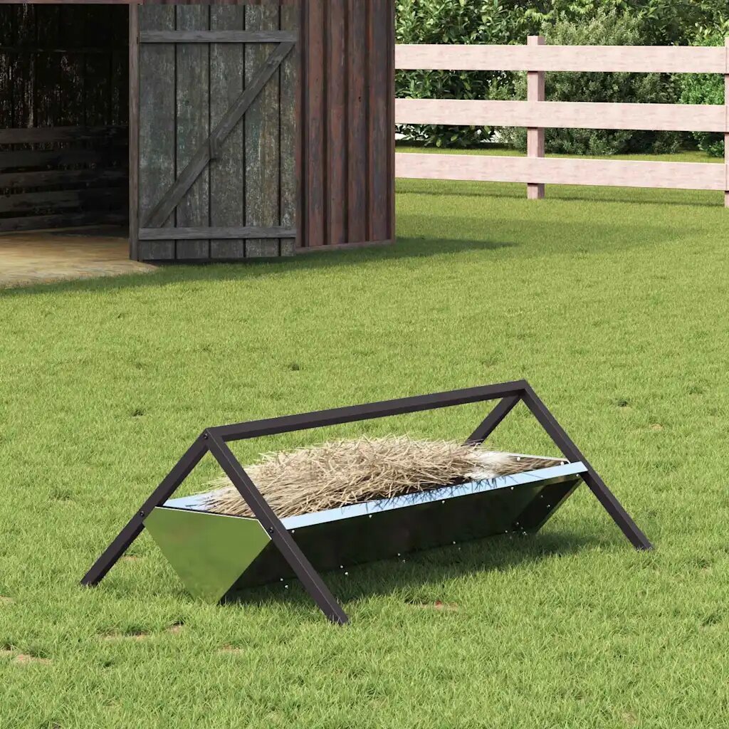 vidaXL Тръба за хранене на добитък Сребристо 111 x 76 x 38 см 10 kg