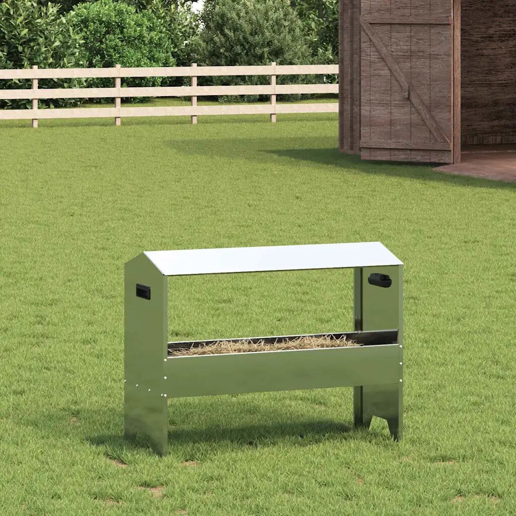 vidaXL Тръба за хранене на добитък Сребристо 79 x 35 x 62 см 15 kg