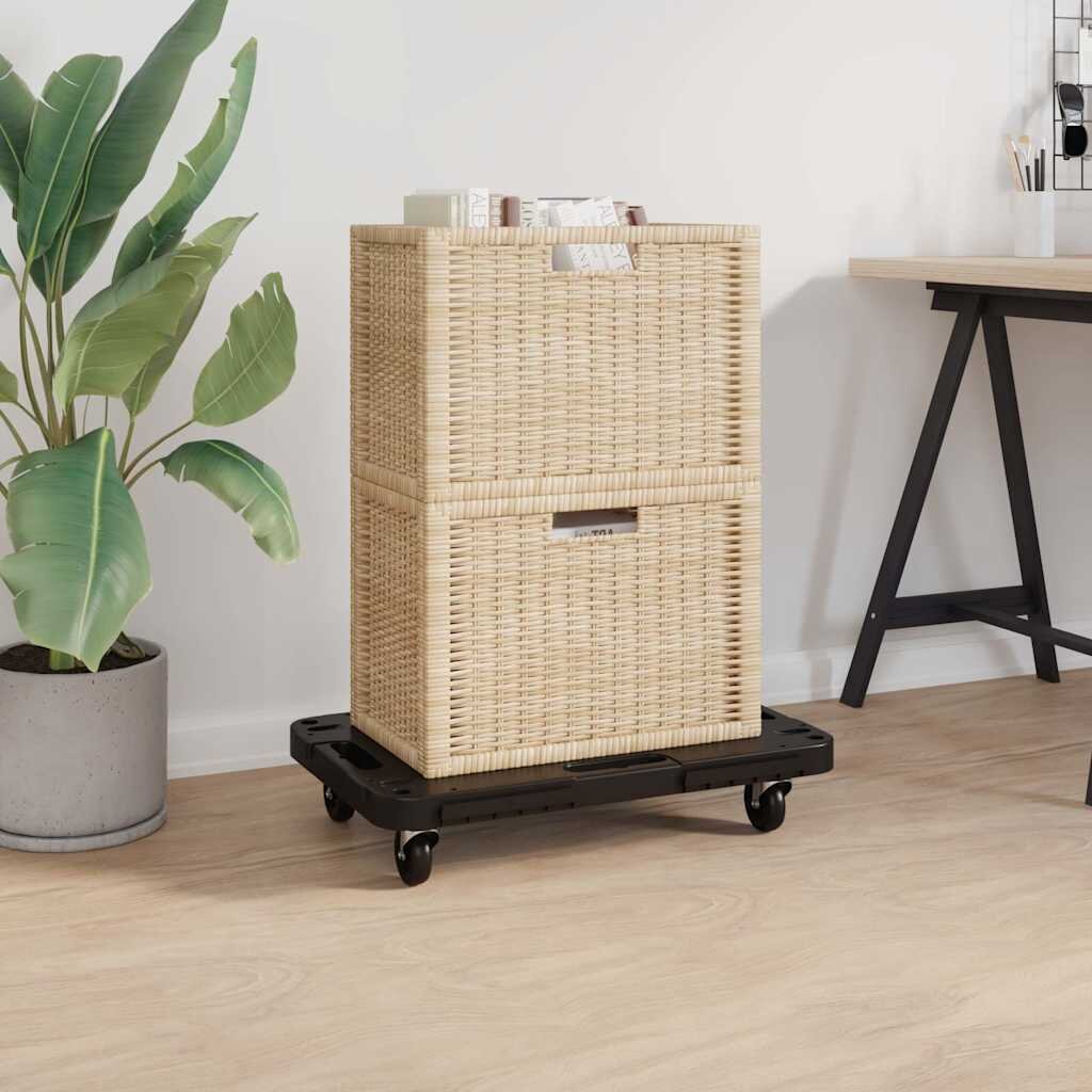 vidaXL Транспортни колички 3 бр черни 58x38x12 см полипропилен