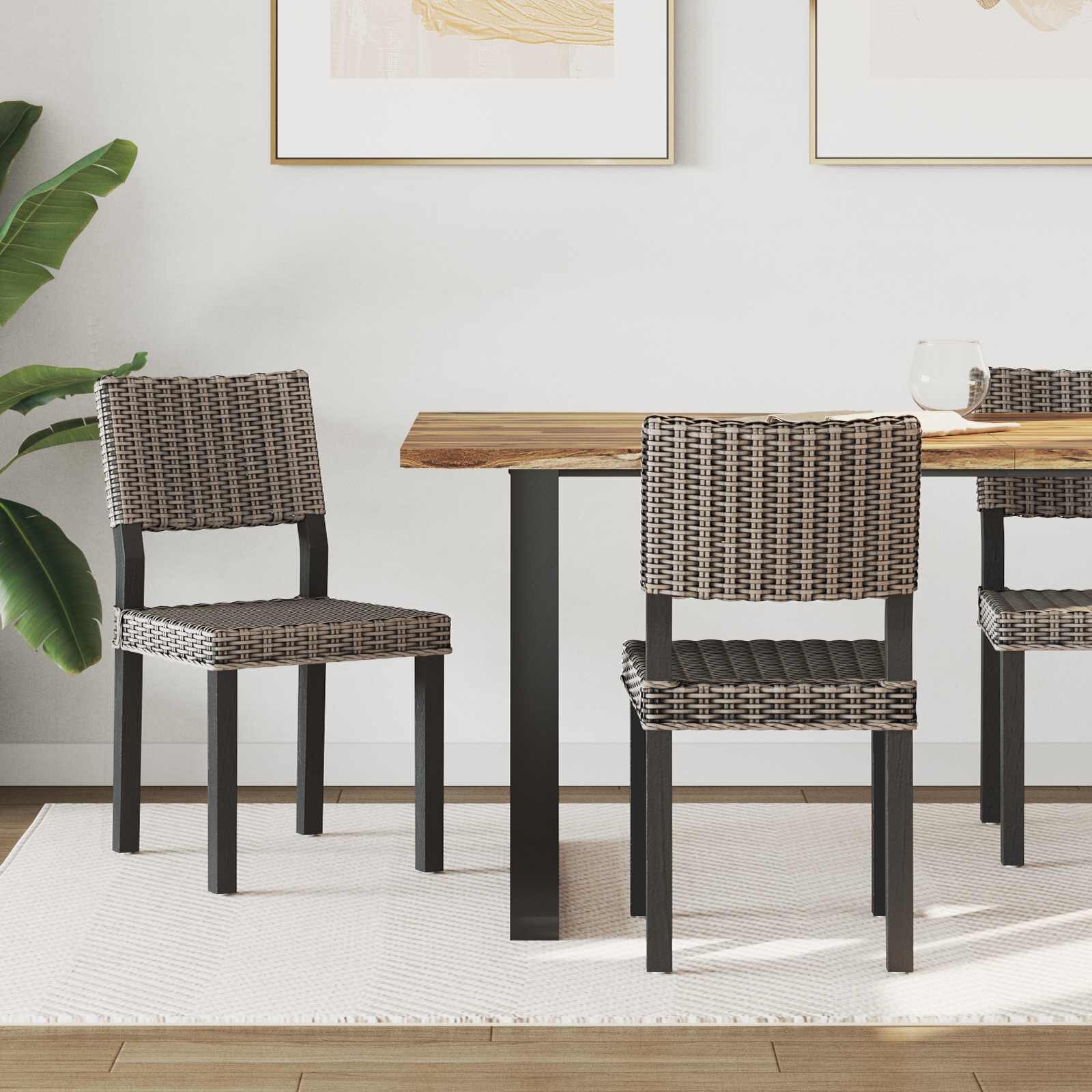 vidaXL Трапезен стол GENDT 2 бр. Кубу Ратан Черен лак 46 x 55 x 84 см