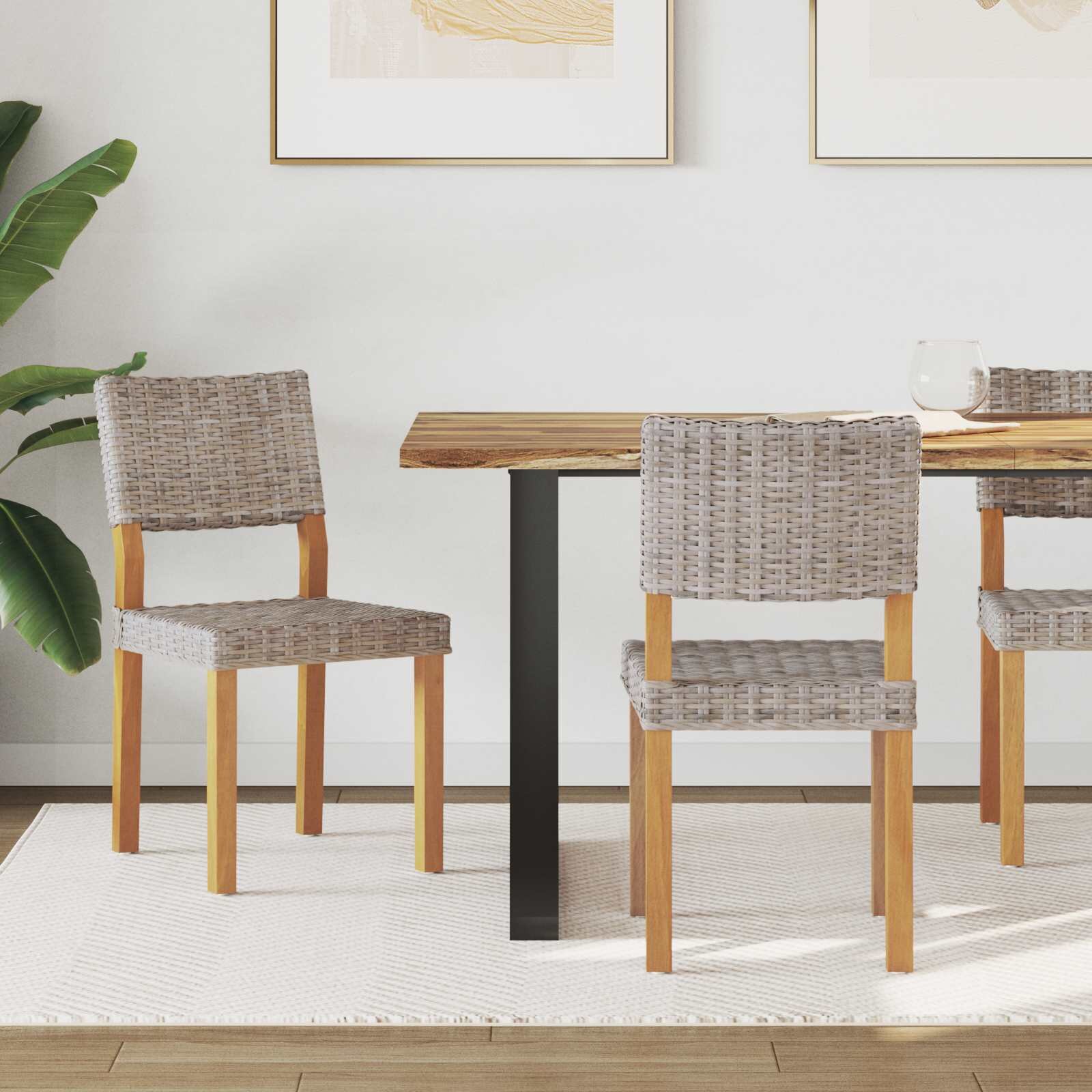 vidaXL Трапезен стол GENDT 2 бр. Кубу Ратан Кубу сив 46 x 55 x 84 см