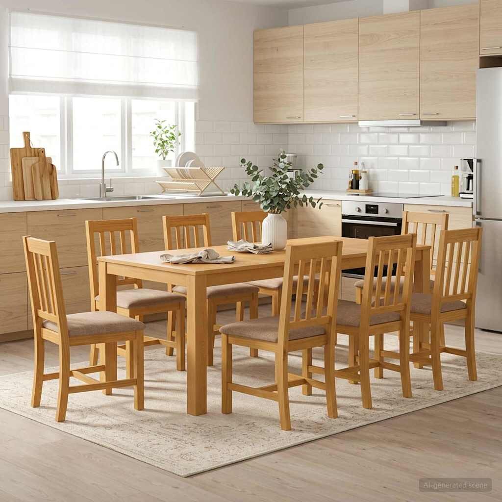 vidaXL Трапезна маса 200 x 100 x 75 cm Масивен дъб Натурално