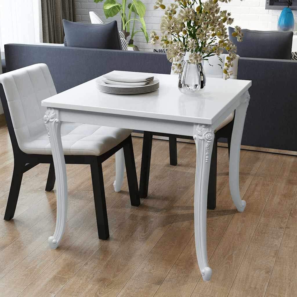 vidaXL Трапезна маса 80x80x76 см силен гланц бяла