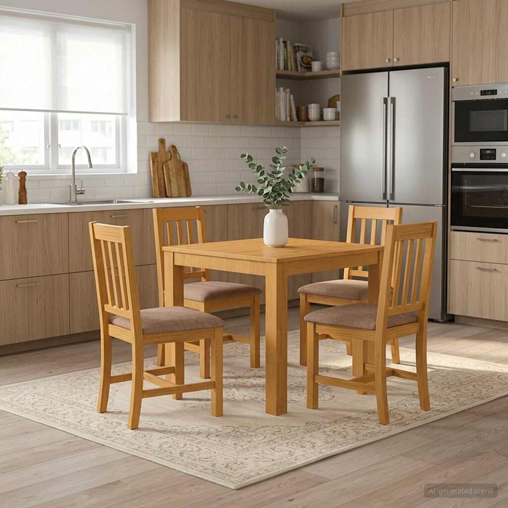 vidaXL Трапезна маса 90 x 90 x 75 cm Масивен дъб Натурално Квадратна