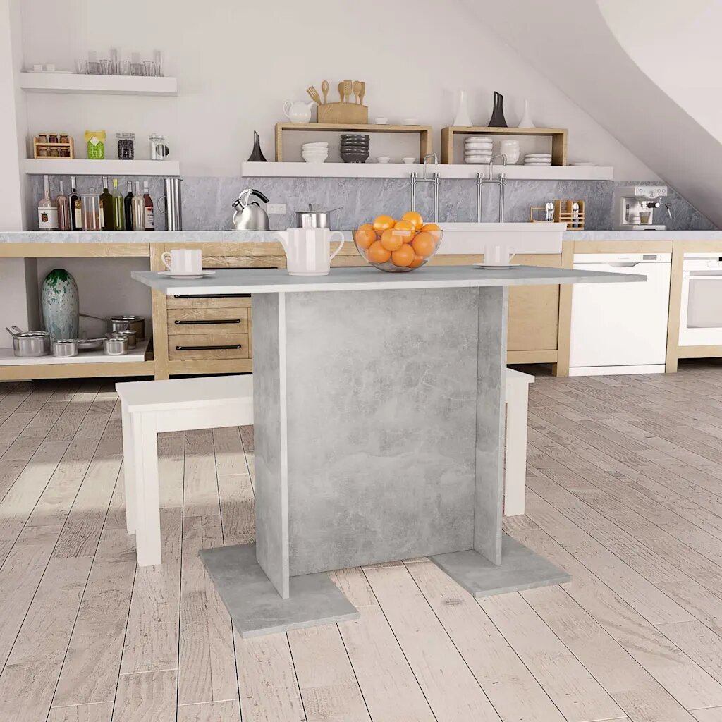 vidaXL Трапезна маса бетонно сива 110x60x75 см инженерно дърво