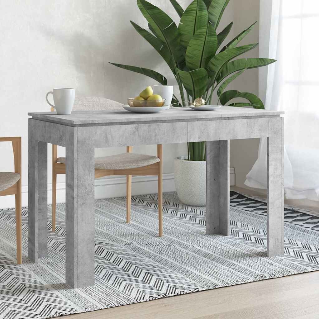 vidaXL Трапезна маса бетонно сиво 120x60x76 см инженерно дърво