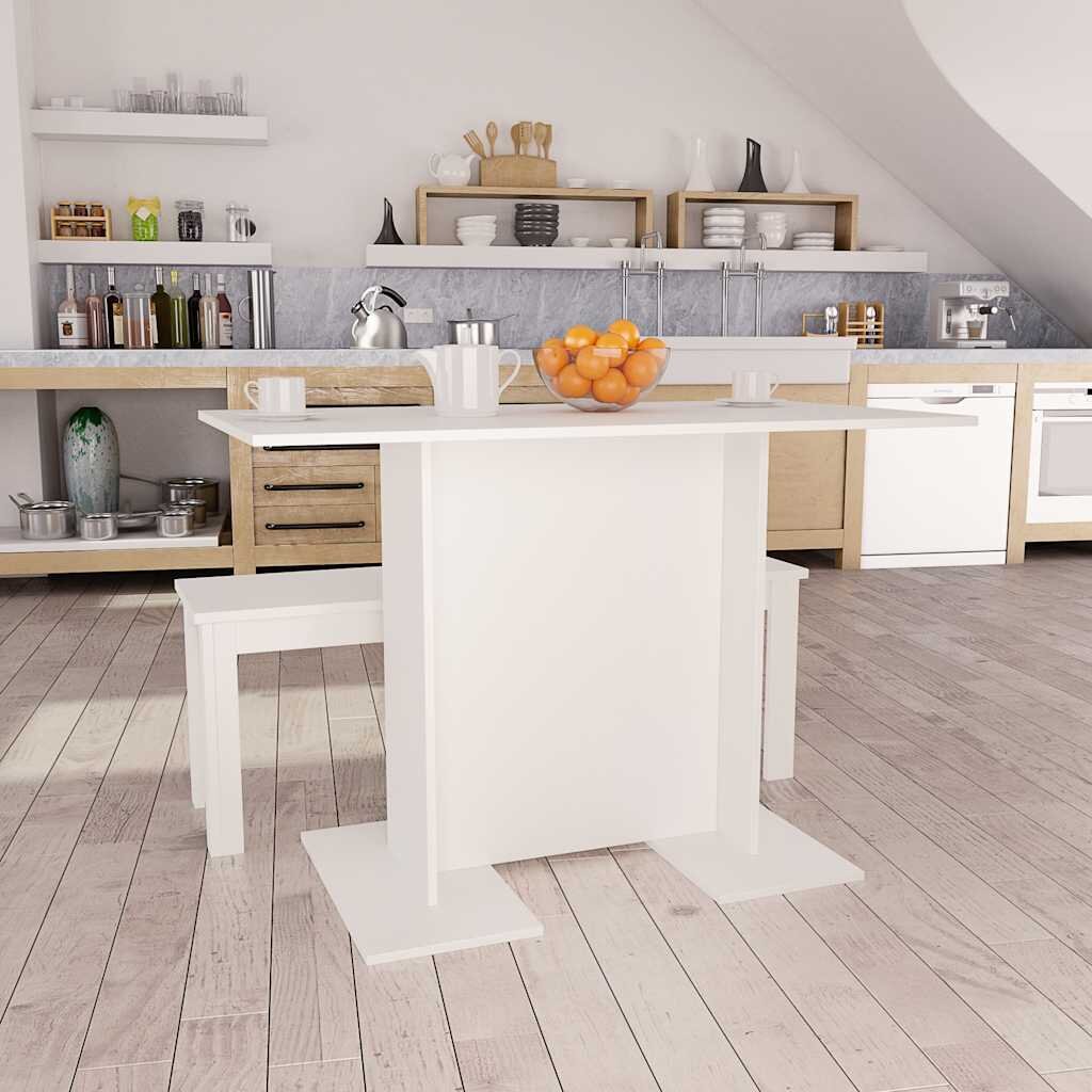 vidaXL Трапезна маса бяла 110x60x75 см инженерно дърво