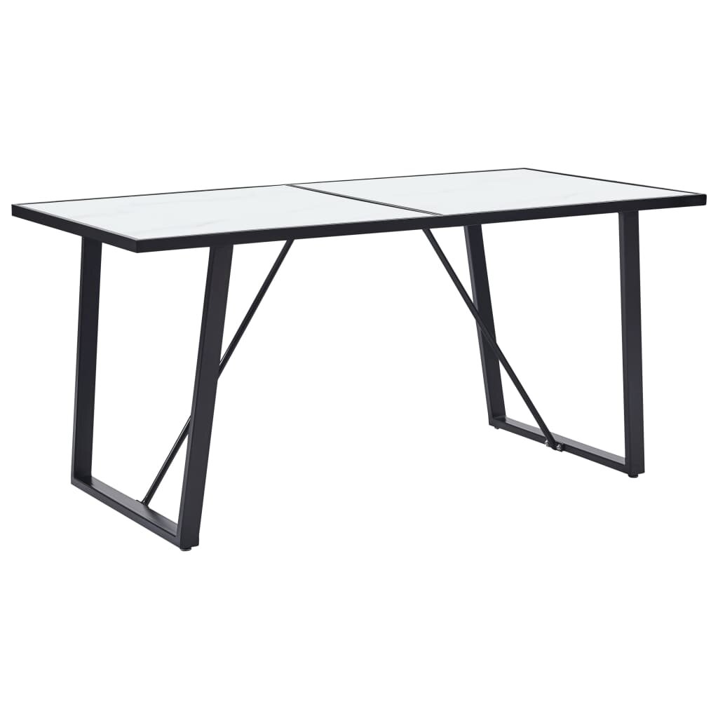 vidaXL Трапезна маса бяла 160x80x75 см закалено стъкло