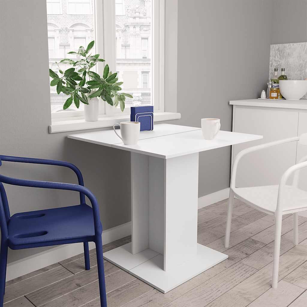 vidaXL Трапезна маса бяла 80x80x75 см инженерно дърво