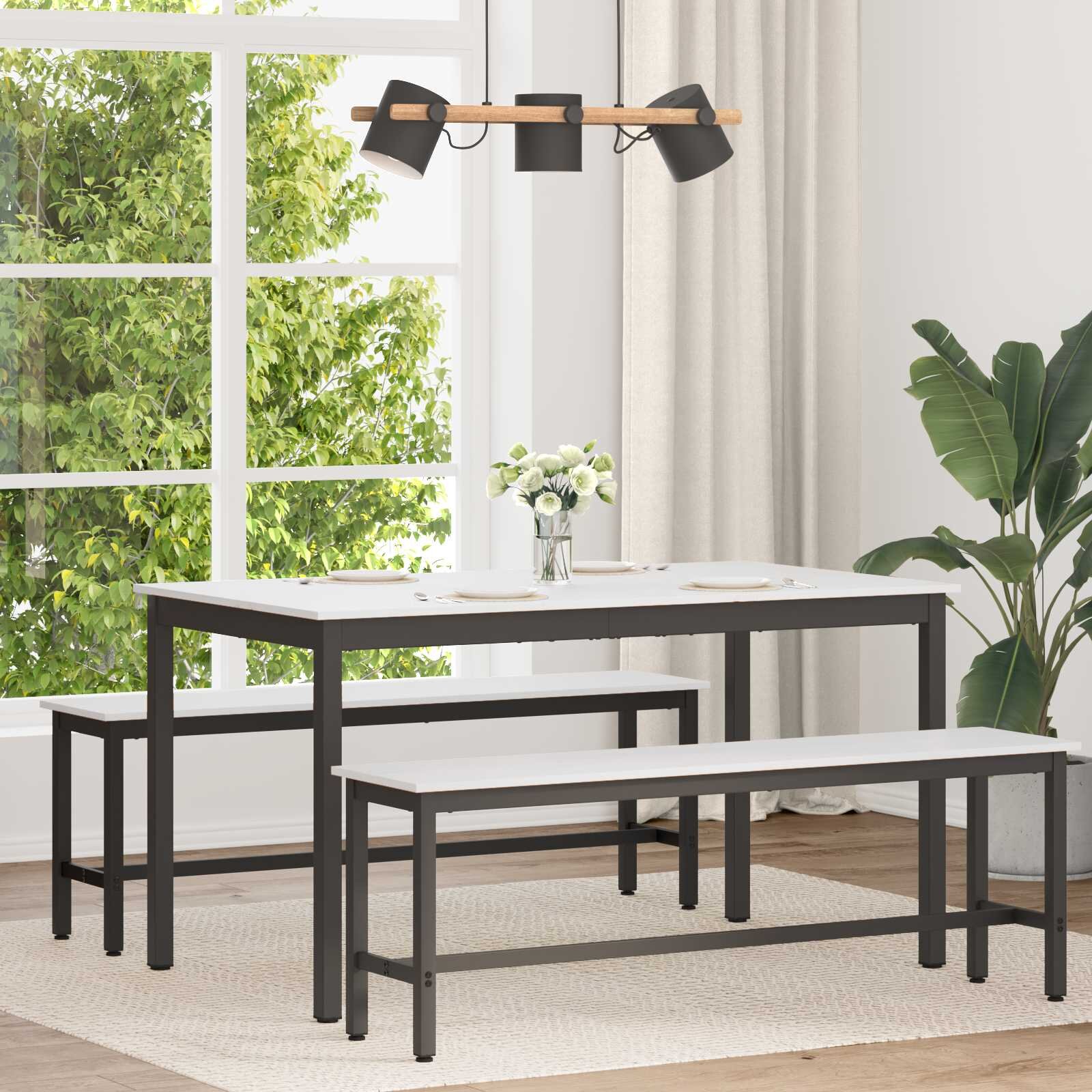 vidaXL Трапезна маса Бяло 140 x 80 x 75 cm Солидно борово дърво