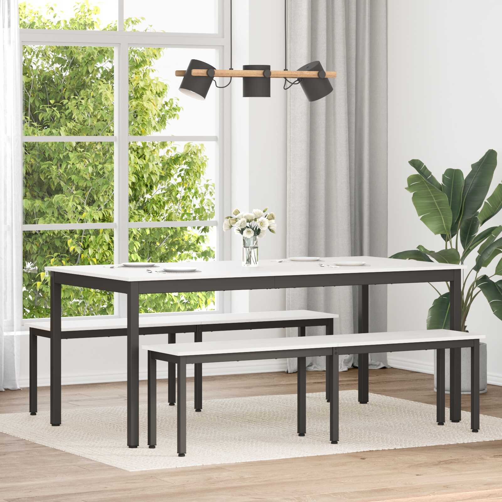 vidaXL Трапезна маса Бяло 180 x 90 x 75 cm Солидно борово дърво
