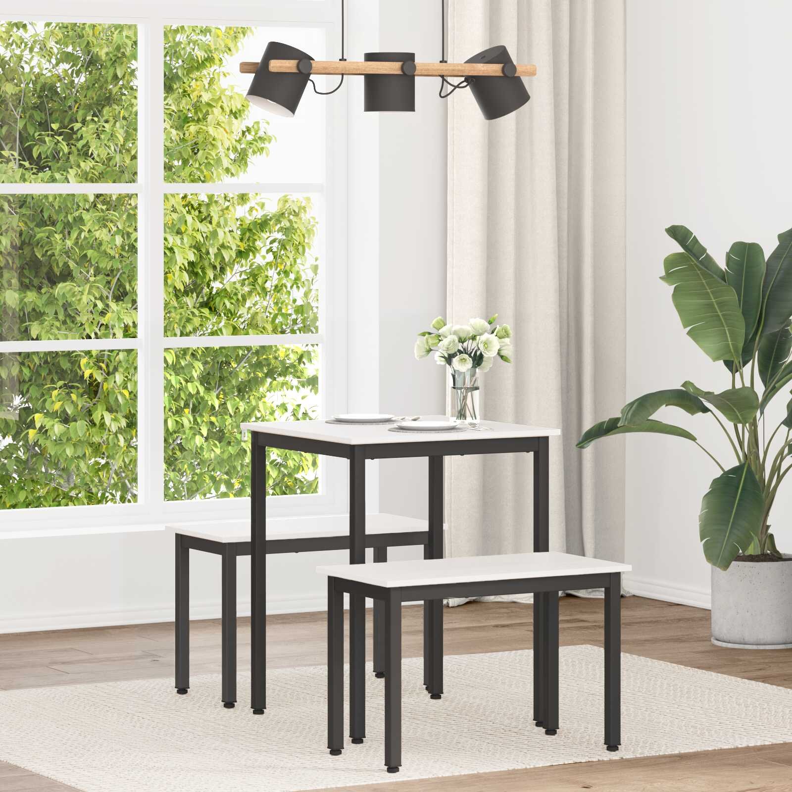 vidaXL Трапезна маса Бяло 60 x 60 x 75 cm Солидно борово дърво