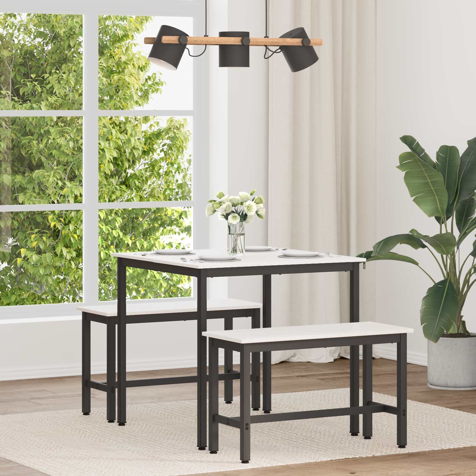 vidaXL Трапезна маса Бяло 80 x 80 x 75 cm Солидно борово дърво