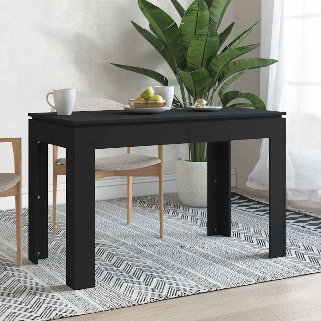 vidaXL Трапезна маса черна 120x60x76 см инженерно дърво