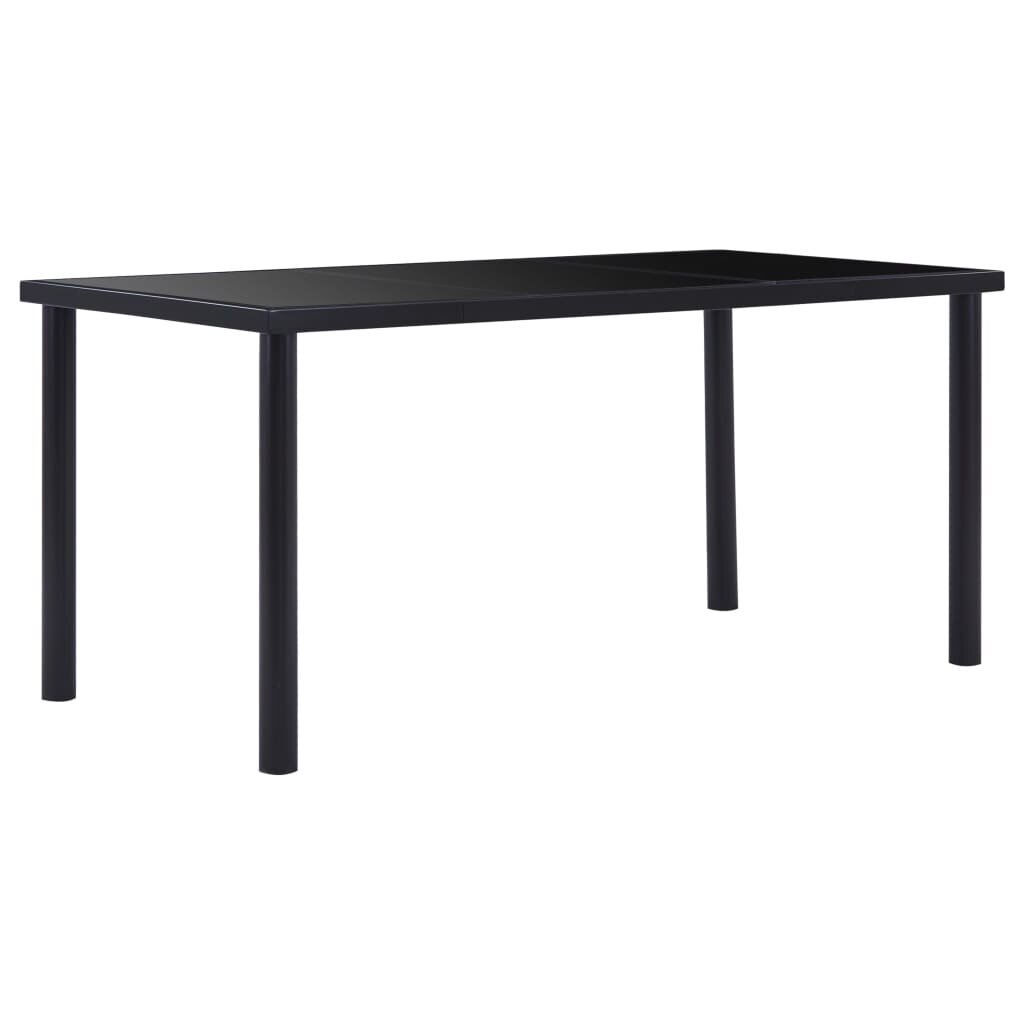 vidaXL Трапезна маса черна 160x80x75 см закалено стъкло
