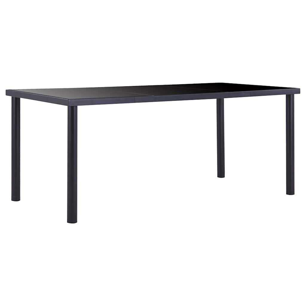 vidaXL Трапезна маса черна 180x90x75 см закалено стъкло