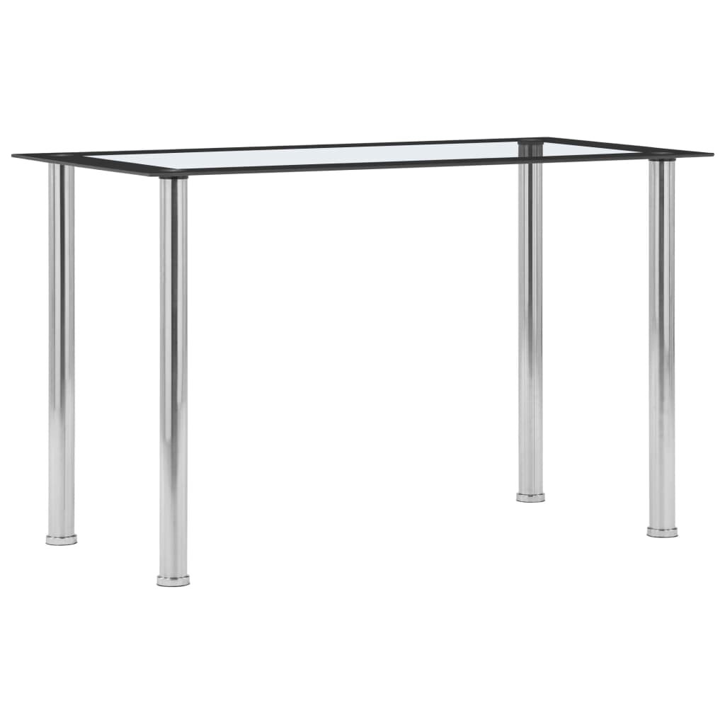 vidaXL Трапезна маса черно и прозрачно 120x60x75 см закалено стъкло