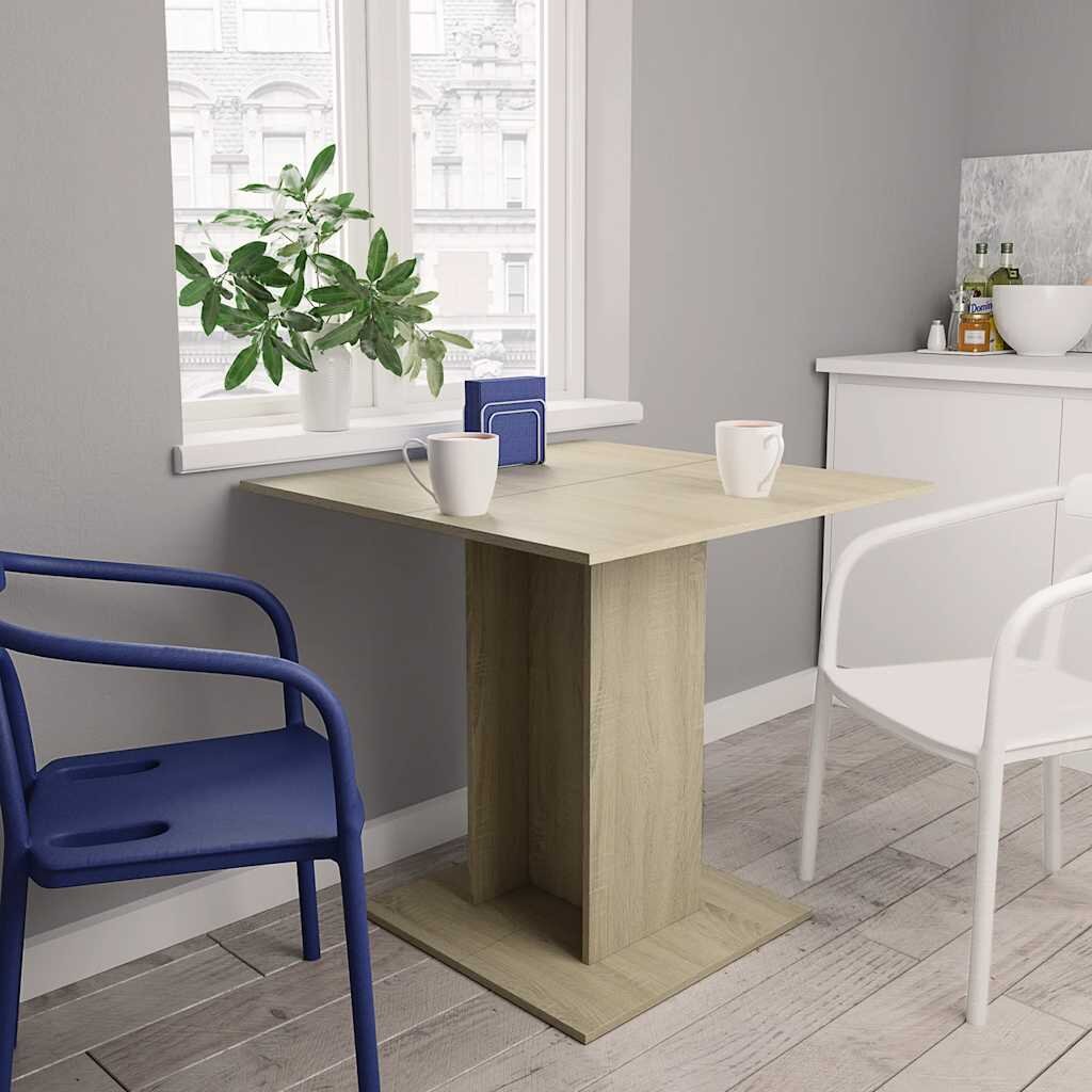 vidaXL Трапезна маса дъб сонома 80x80x75 см ПДЧ