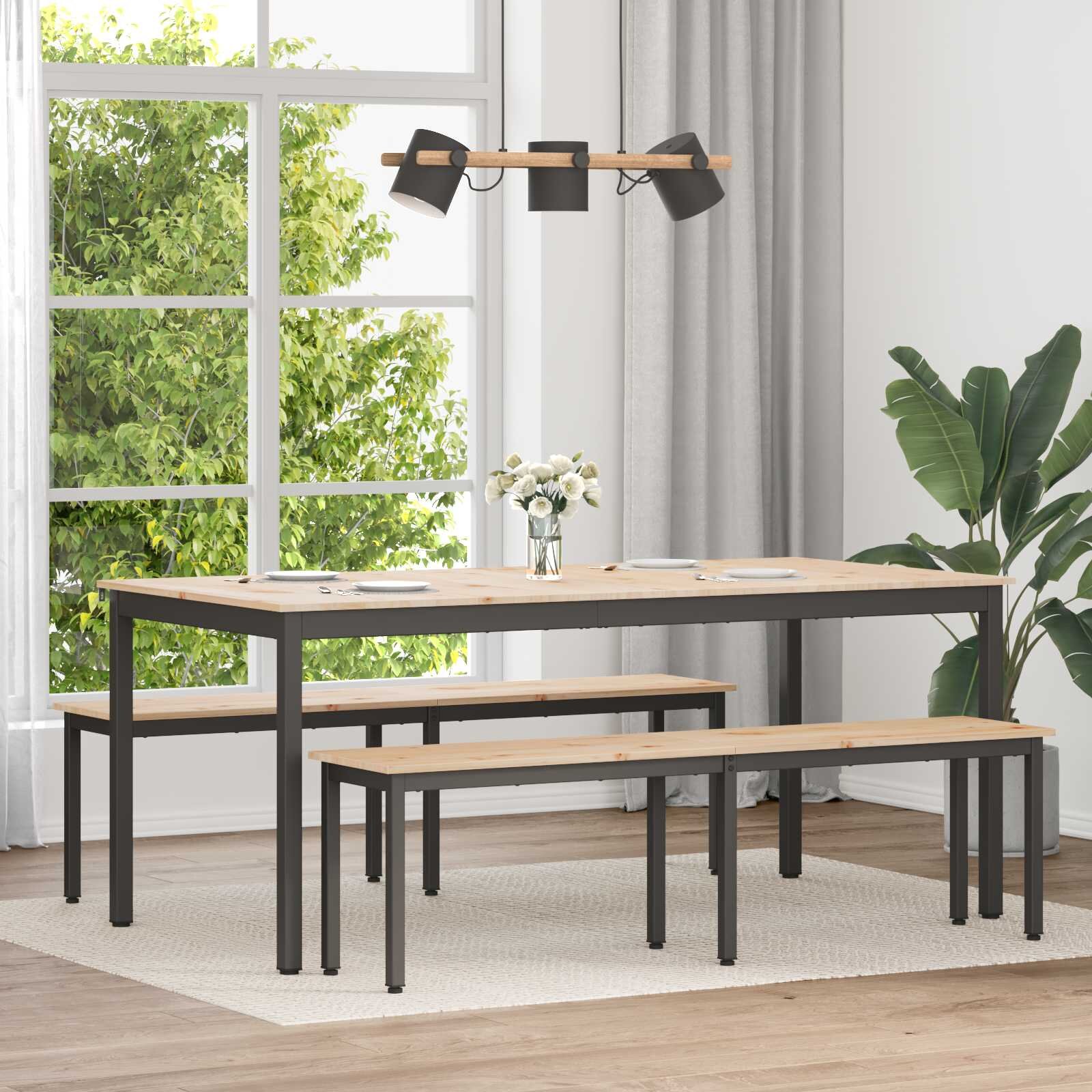 vidaXL Трапезна маса Естествен 180 x 90 x 75 cm Солидно борово дърво