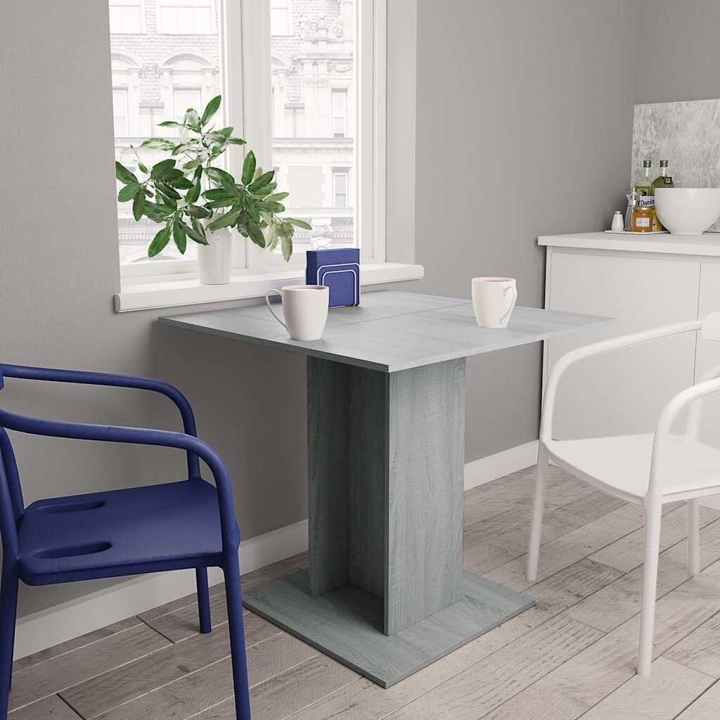 vidaXL Трапезна маса сив сонома 80x80x75 см инженерно дърво