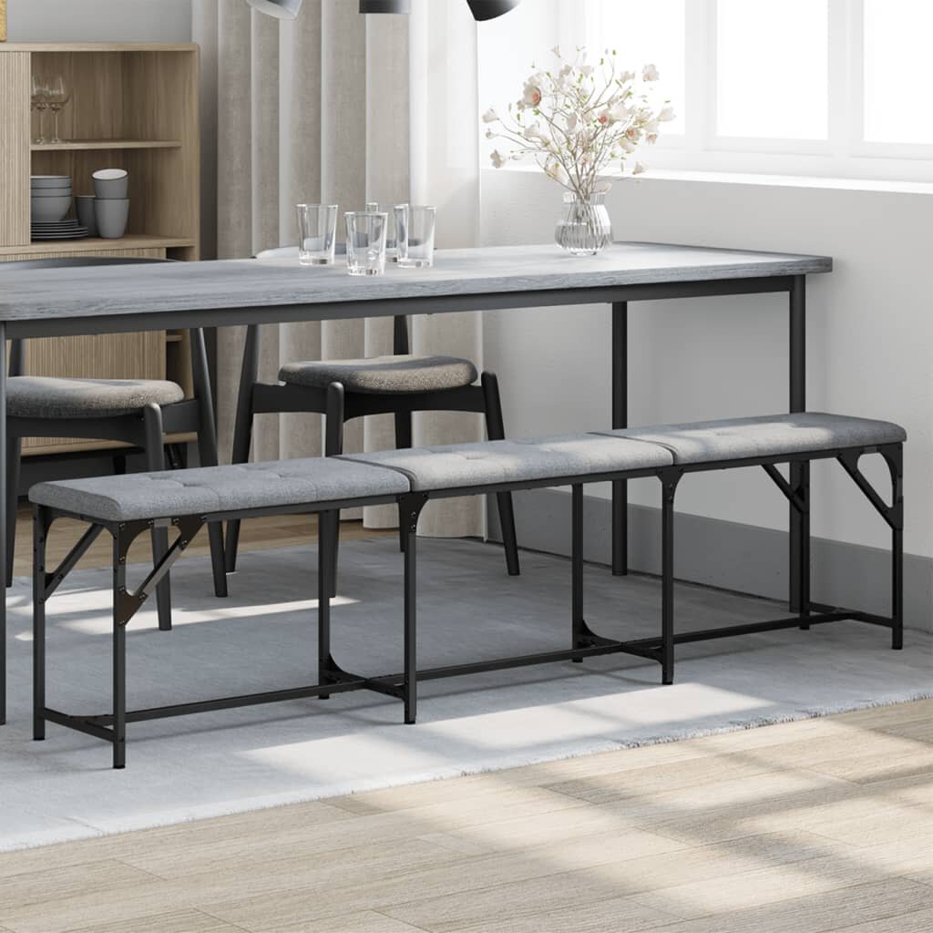 vidaXL Трапезна пейка светлосива 186x32x45 см стомана и плат