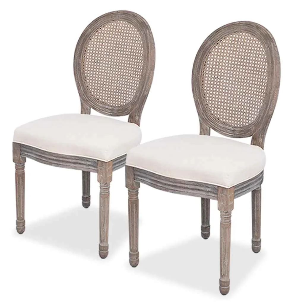 vidaXL Трапезни столове 2 бр кремави текстил
