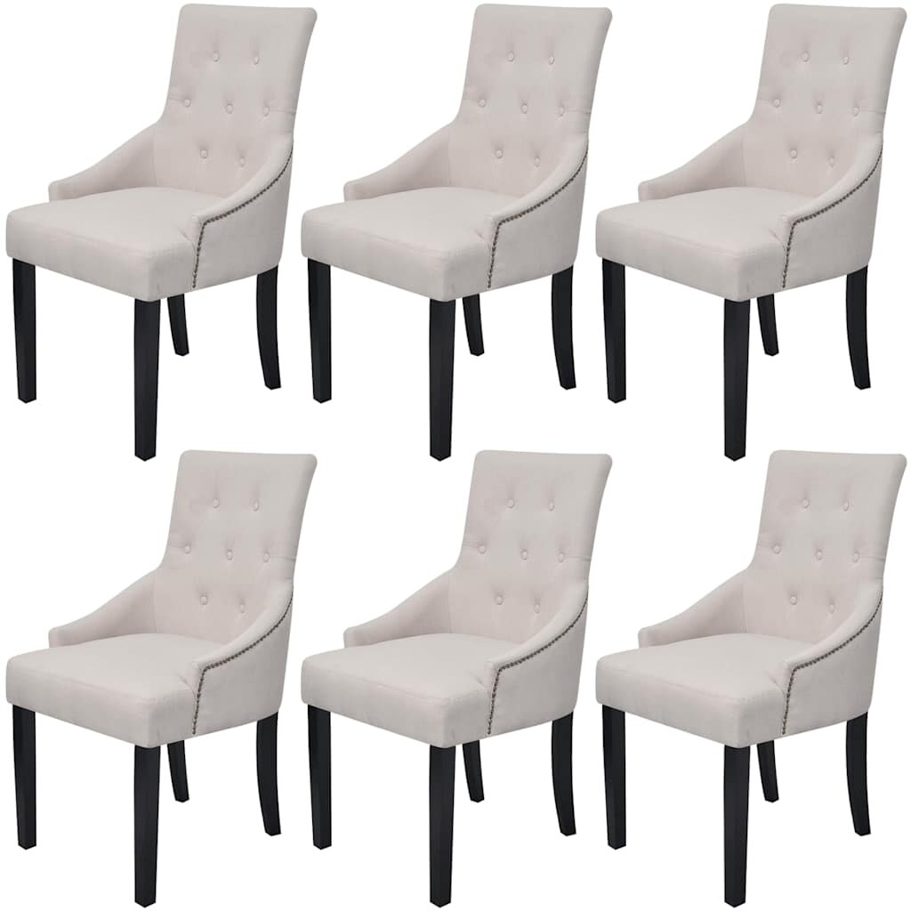 vidaXL Трапезни столове 6 бр кремаво-сиви текстил