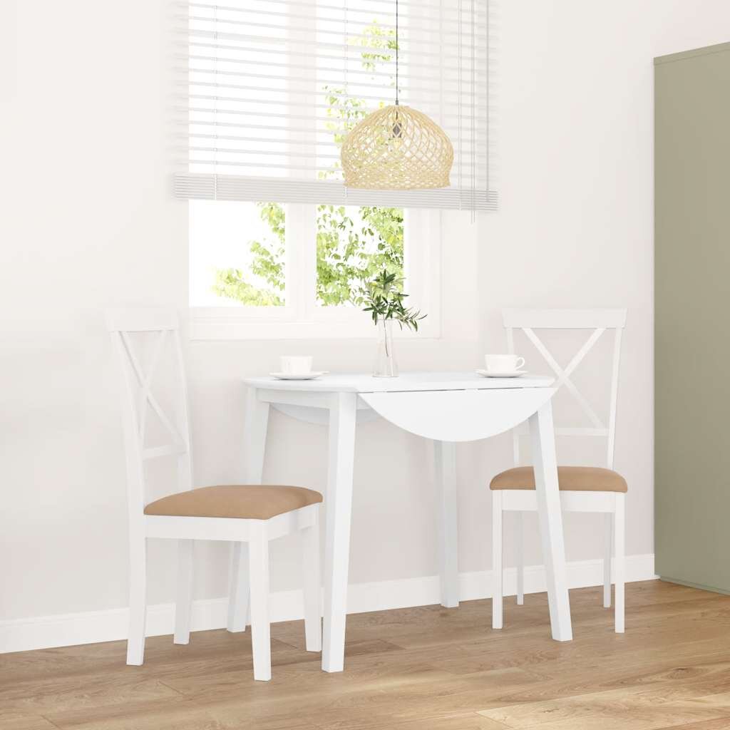 vidaXL Трапезни столове с възглавници 2 бр Бяла масивна дървесина гума