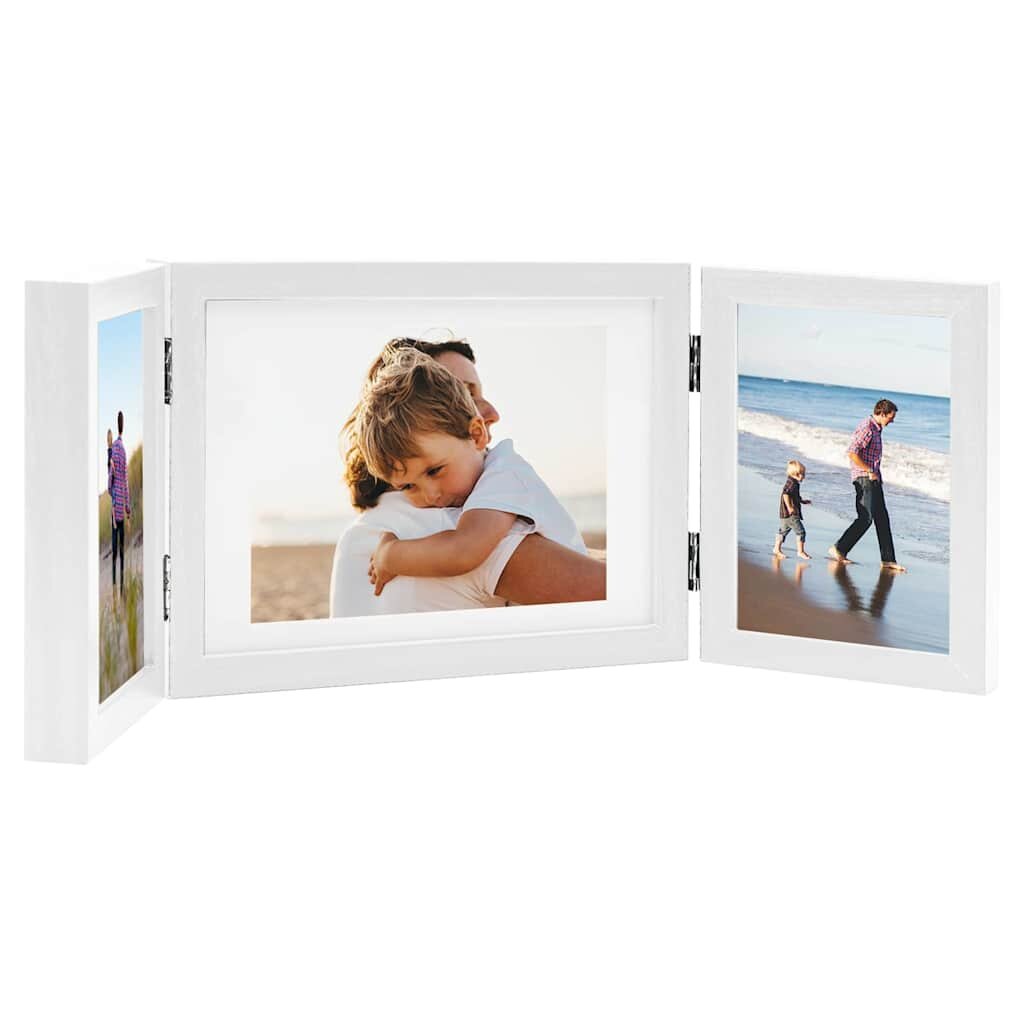 vidaXL Тройна фоторамка колаж бяла 22x15 cm+2x(10x15 cm)