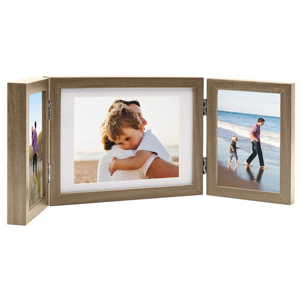 vidaXL Тройна фоторамка колаж светлокафява 22x15 cm+2x(10x15 cm)