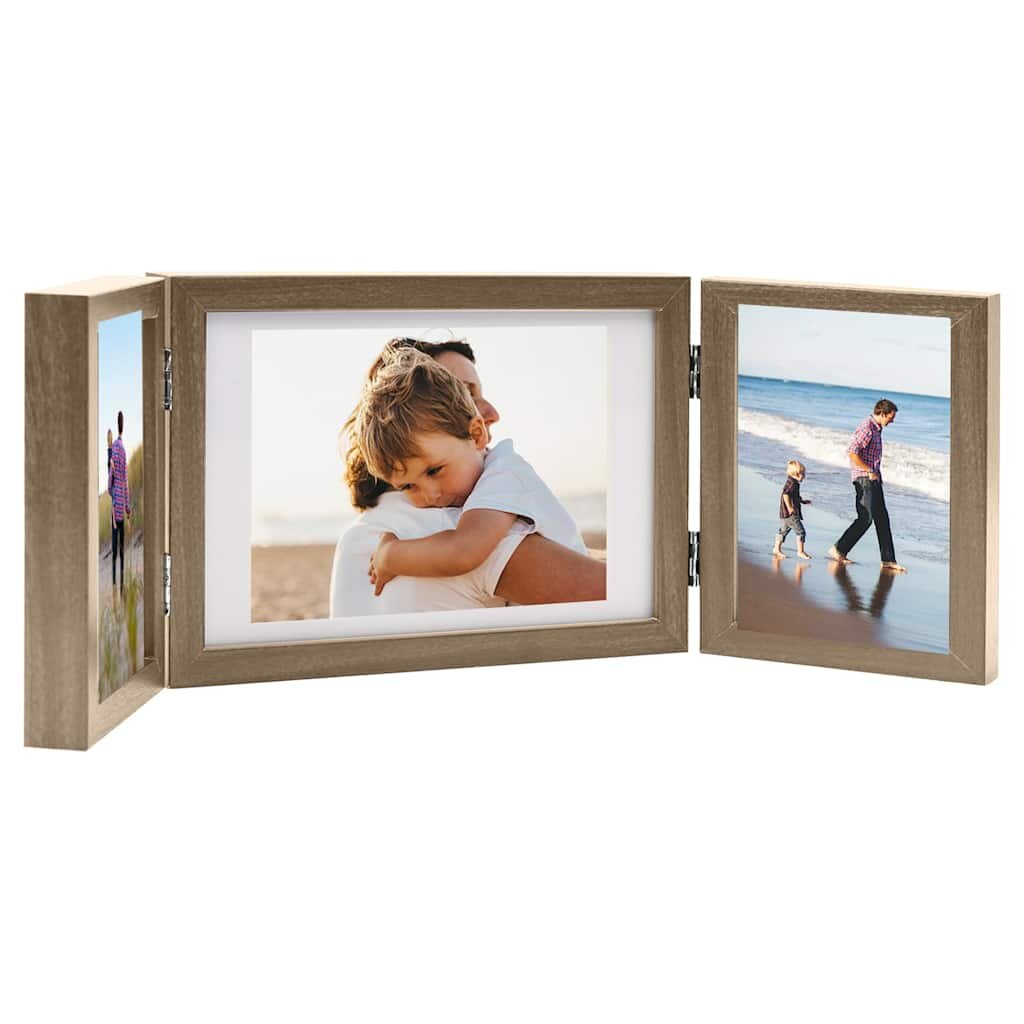 vidaXL Тройна фоторамка колаж светлокафява 28x18 см+2x(13x18 см)