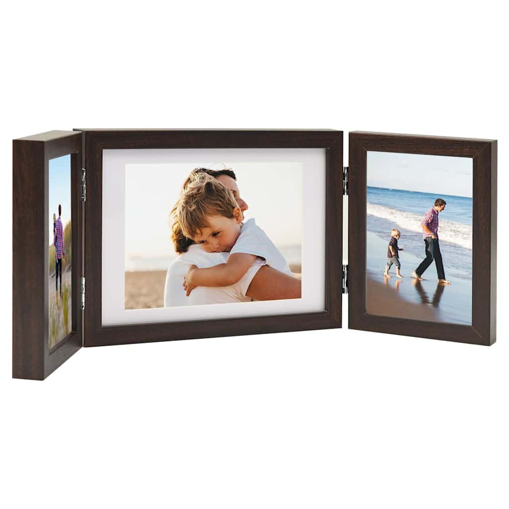 vidaXL Тройна фоторамка колаж тъмнокафява 22x15 см+2x(10x15 см)