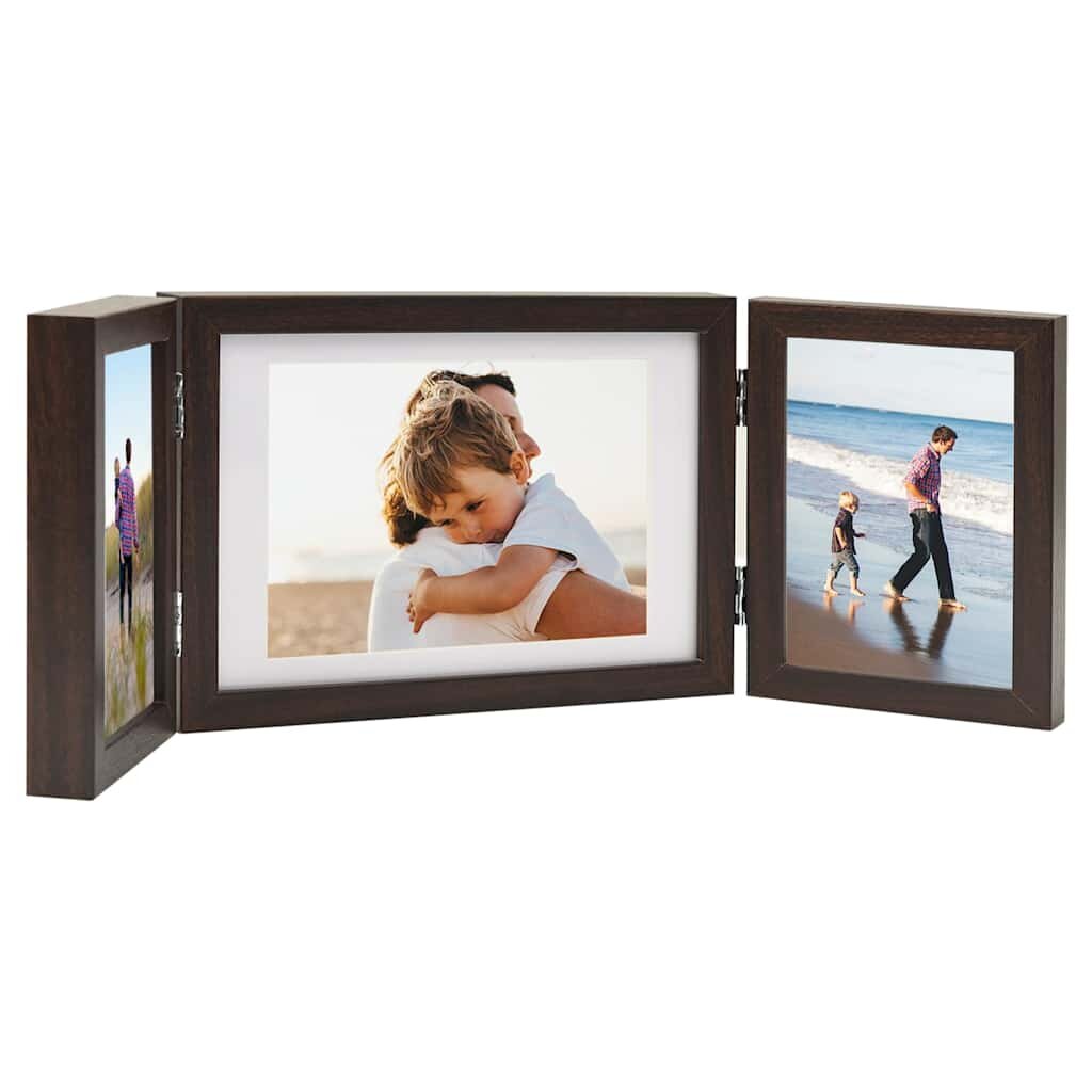vidaXL Тройна фоторамка колаж тъмнокафява 28x18 см+2x(13x18 см)