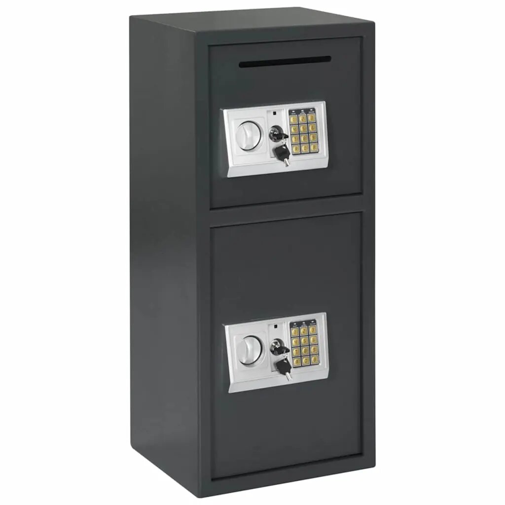 vidaXL Цифров сейф с заключване Тъмносив 35 x 31 x 80 см Стомана