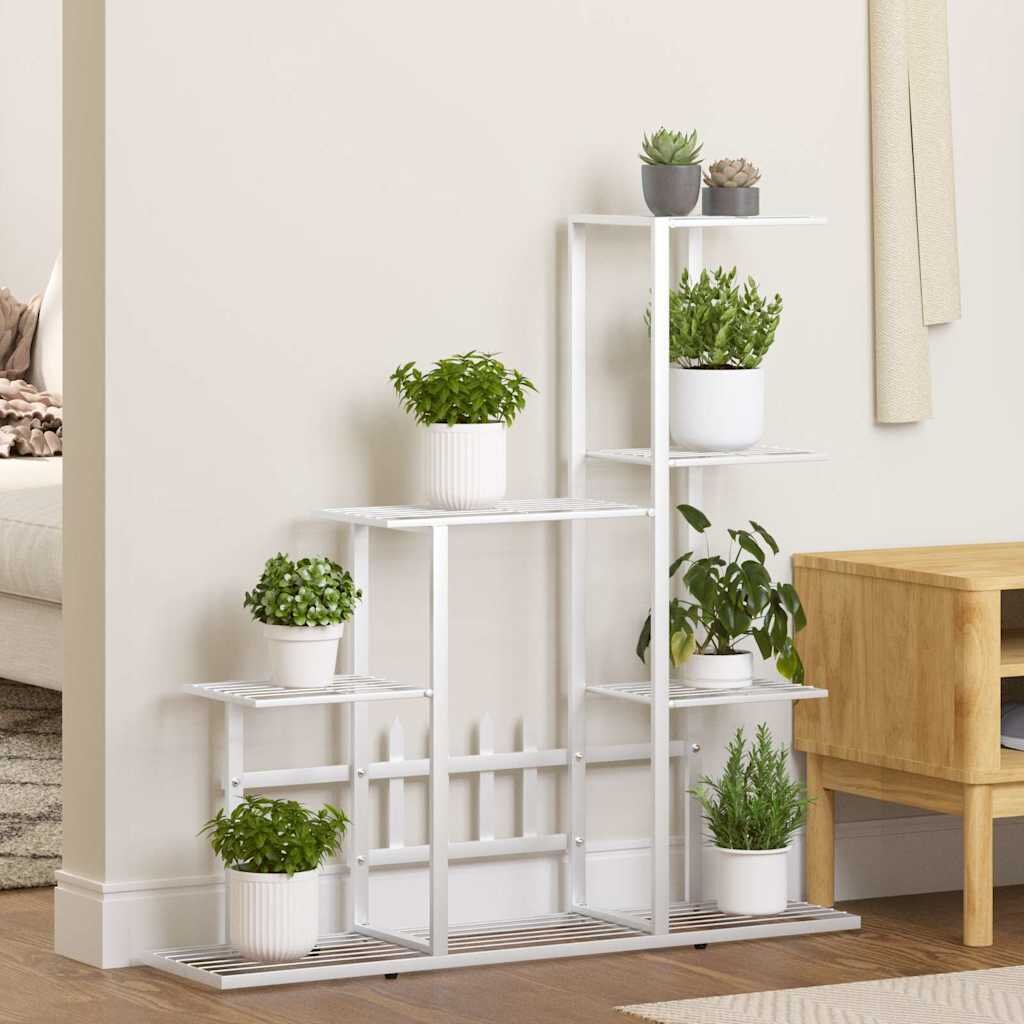 vidaXL Цветарник 945x25x88 см бял метал