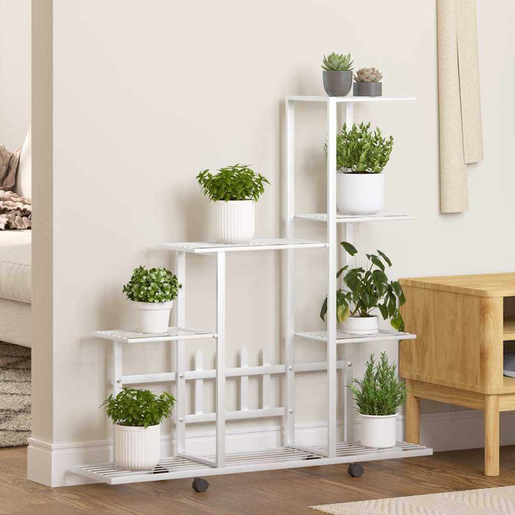 vidaXL Цветарник на колела 945x25x925 см бял метал