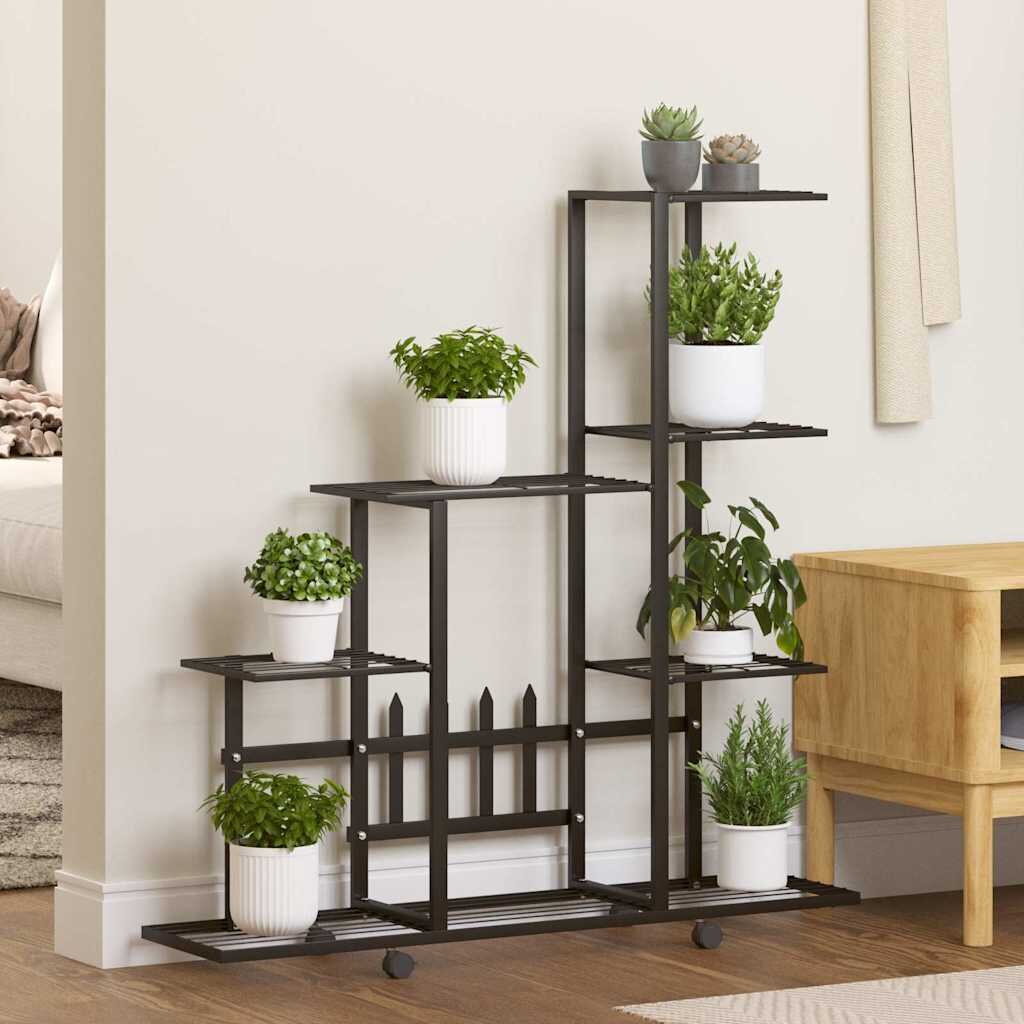 vidaXL Цветарник на колела 945x25x925 см черен метал